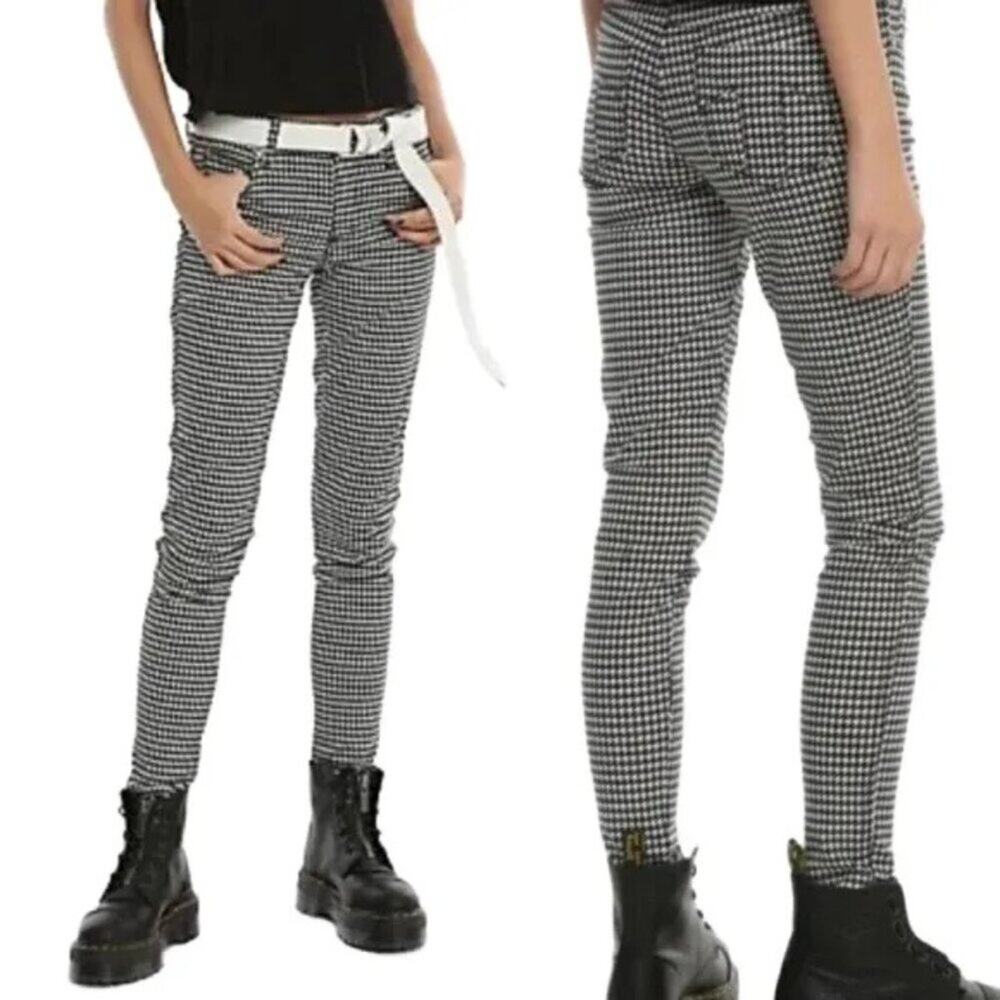 NWT TRIPP NYC Houndstooth Print Skinny Jeans in Black White  Punk Rock  SZ 1